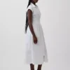 Vestido camisero midi de popelín con cintura ceñida