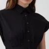 Vestido camisero midi de popelín con cintura ceñida