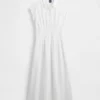 Vestido camisero midi de popelín con cintura ceñida