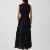 Vestido camisero midi en capas con ribete de encaje