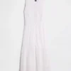 Vestido camisero midi en capas con ribete de encaje