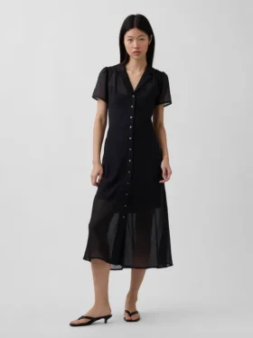 Vestido camisero midi transparente