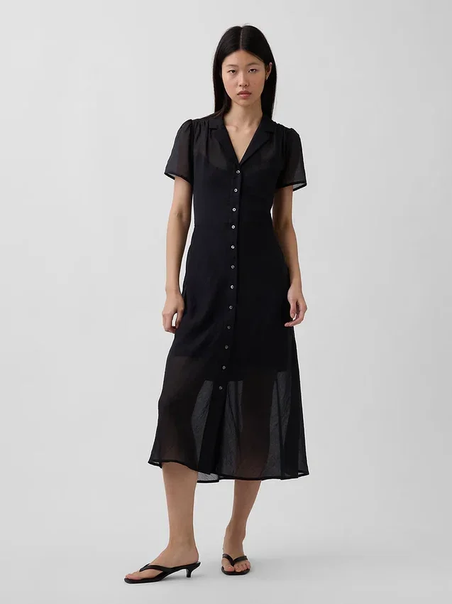 Vestido camisero midi transparente