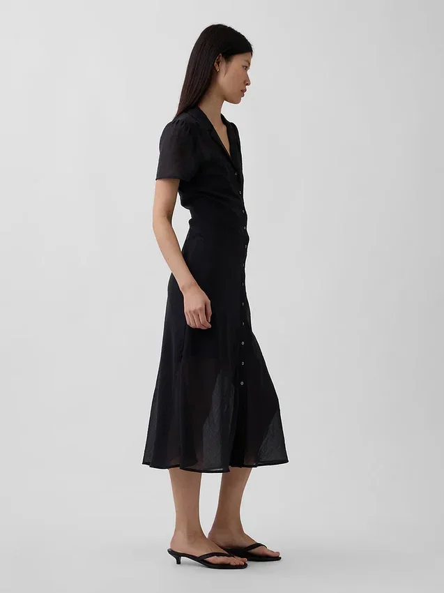 Vestido camisero midi transparente