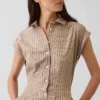 Vestido camisero mini ajustado a la cintura de popelín a rayas