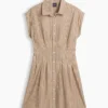 Vestido camisero mini ajustado a la cintura de popelín a rayas
