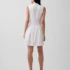 Vestido camisero mini de cintura baja en mezcla de lino