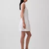 Vestido camisero mini de cintura baja en mezcla de lino