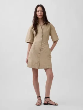 Vestido camisero mini de popelín