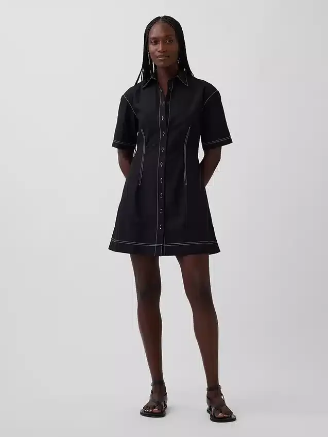 Vestido camisero mini de popelín