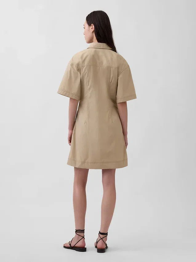 Vestido camisero mini de popelín