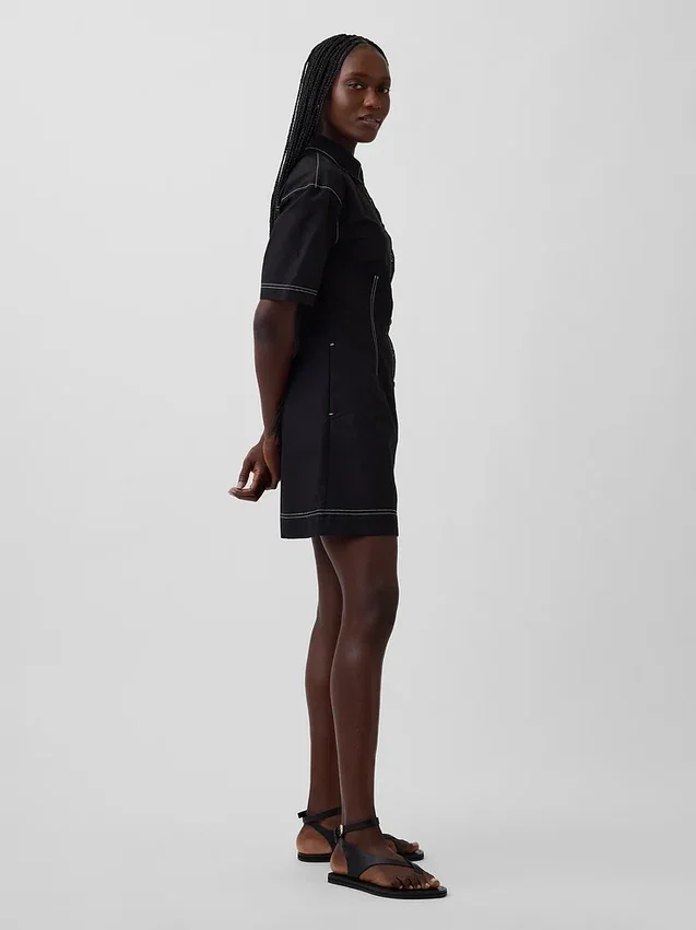 Vestido camisero mini de popelín