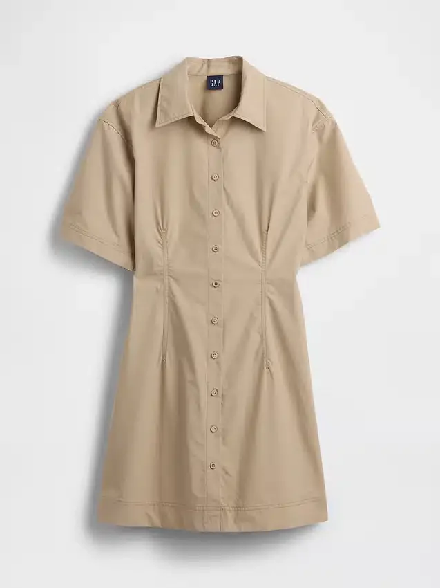 Vestido camisero mini de popelín