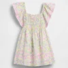 Vestido con mangas ondeantes y fruncido para bebés y niños