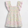 Vestido con mangas ondeantes y fruncido para bebés y niños