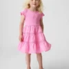 Vestido con volantes y ribete de encaje para bebés y niños pequeños
