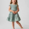 Vestido con volantes y ribete de encaje para bebés y niños pequeños