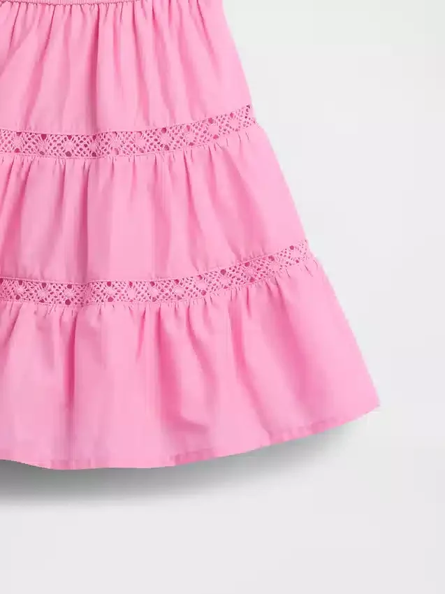 Vestido con volantes y ribete de encaje para bebés y niños pequeños