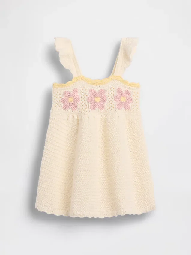 Vestido de bebé con flores de croché