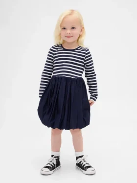 Vestido de burbujas de materiales mixtos para bebés y niños pequeños