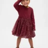 Vestido de burbujas de materiales mixtos para bebés y niños pequeños