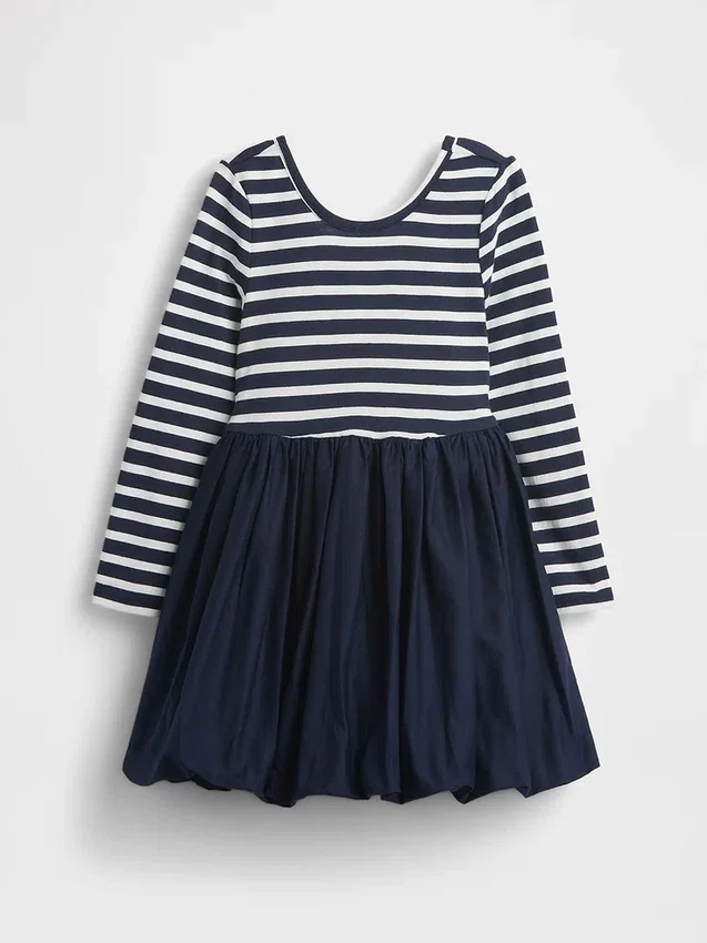 Vestido de burbujas de materiales mixtos para bebés y niños pequeños