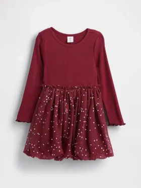 Vestido de burbujas de materiales mixtos para bebés y niños pequeños