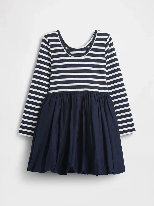Vestido de burbujas de materiales mixtos para bebés y niños pequeños