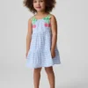 Vestido de cuadros vichy con cerezas para bebés y niños pequeños