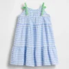 Vestido de cuadros vichy con cerezas para bebés y niños pequeños