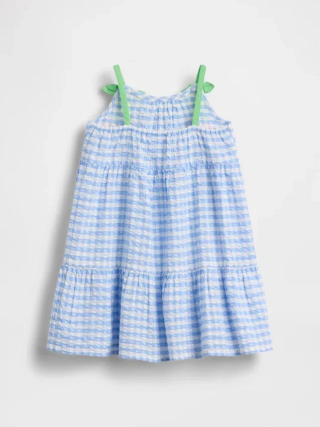 Vestido de cuadros vichy con cerezas para bebés y niños pequeños