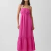 Vestido de gasa de algodón con corte imperio y volantes