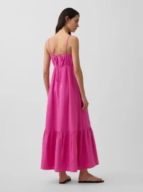 Vestido de gasa de algodón con corte imperio y volantes