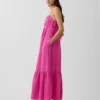 Vestido de gasa de algodón con corte imperio y volantes