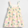 Vestido de gasa de algodón con estampado de girasoles para bebés y niños pequeños