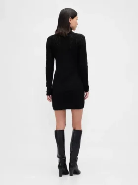Vestido de jerséu de cuello alto CashSoft Pointelle