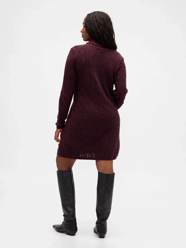 Vestido de jerséu de cuello alto CashSoft Pointelle