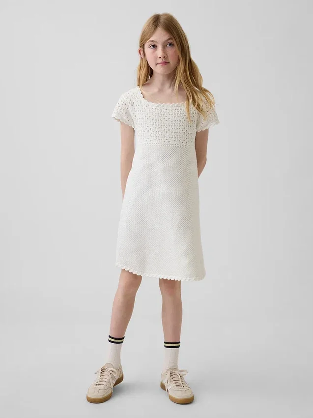 Vestido de jerséu de ganchillo para niños