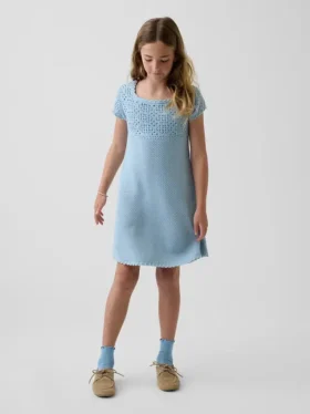Vestido de jerséu de ganchillo para niños