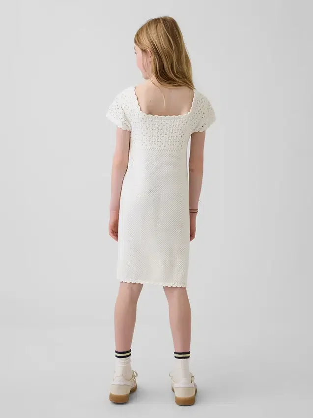 Vestido de jerséu de ganchillo para niños
