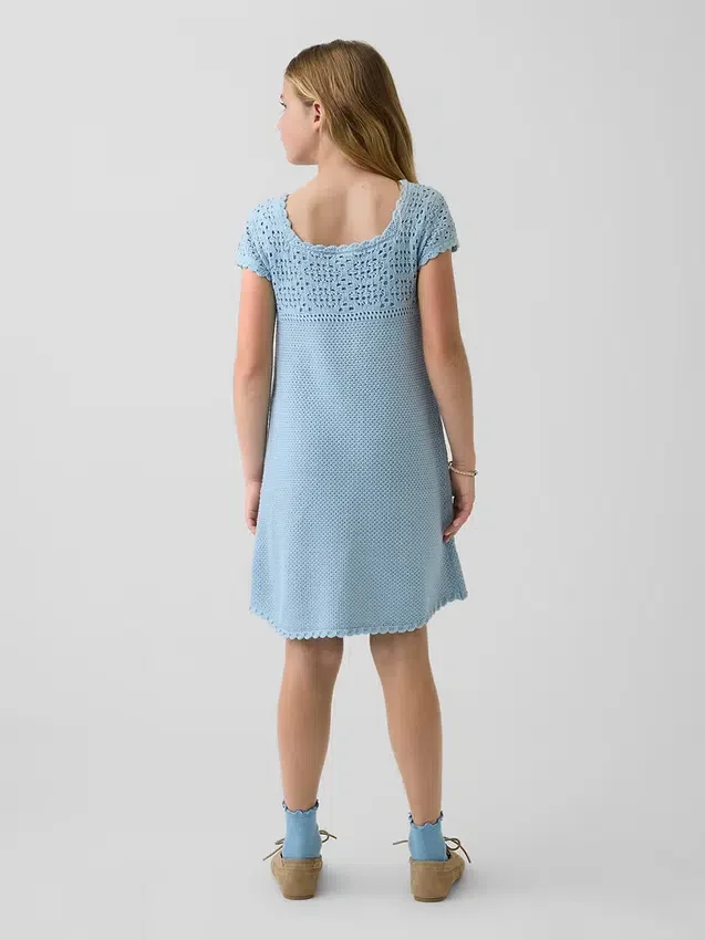 Vestido de jerséu de ganchillo para niños