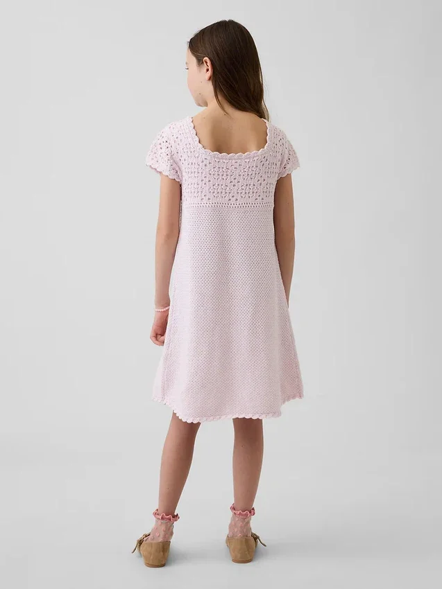 Vestido de jerséu de ganchillo para niños