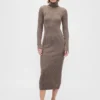 Vestido de jerséu longo de cuello alto CashSoft