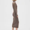 Vestido de jerséu longo de cuello alto CashSoft