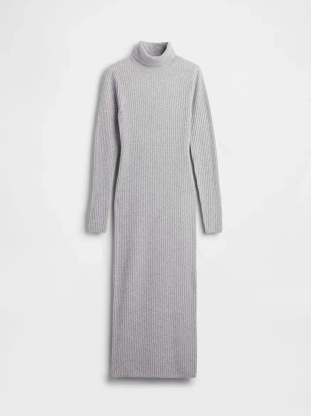 Vestido de jerséu longo de cuello alto CashSoft