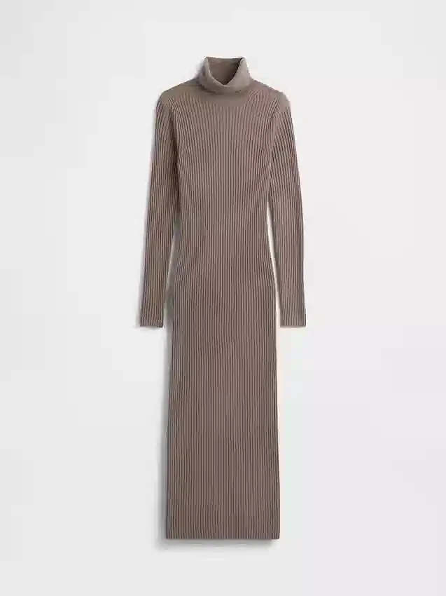 Vestido de jerséu longo de cuello alto CashSoft