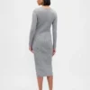 Vestido de jerséu midi de punto acanalado CashSoft