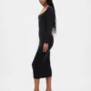 Vestido de jerséu midi de punto acanalado CashSoft