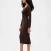 Vestido de jerséu midi de punto acanalado CashSoft