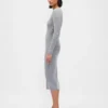 Vestido de jerséu midi de punto acanalado CashSoft